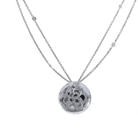 14K White Gold Women Round Shaped Necklace