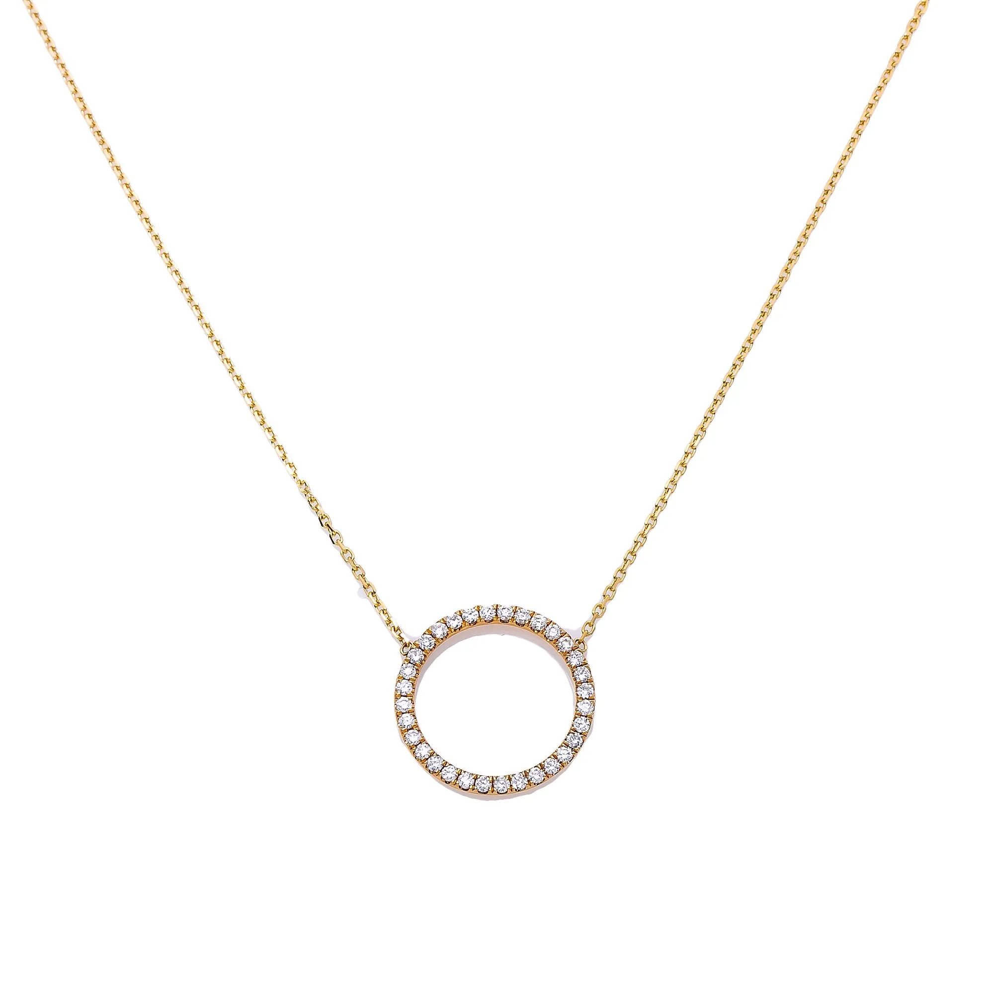 18K Yellow Gold Women Necklace with Circle