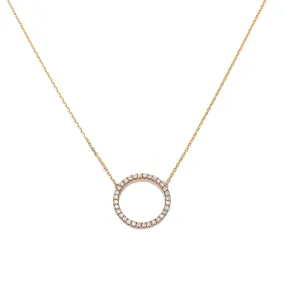 18K Yellow Gold Women Necklace with Circle