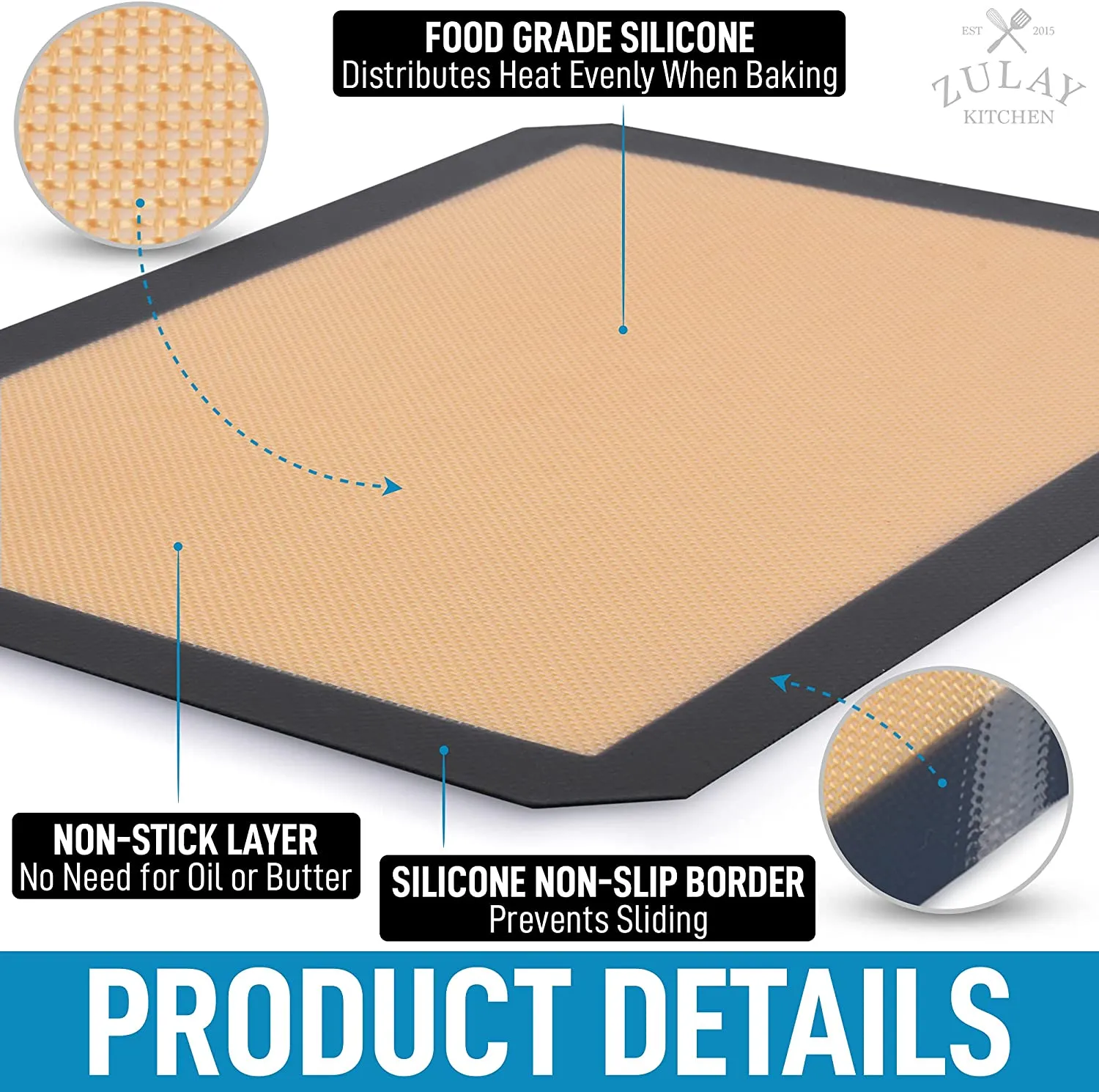 (2 Pack) Reusable Silicone Baking Mat Sheet Set