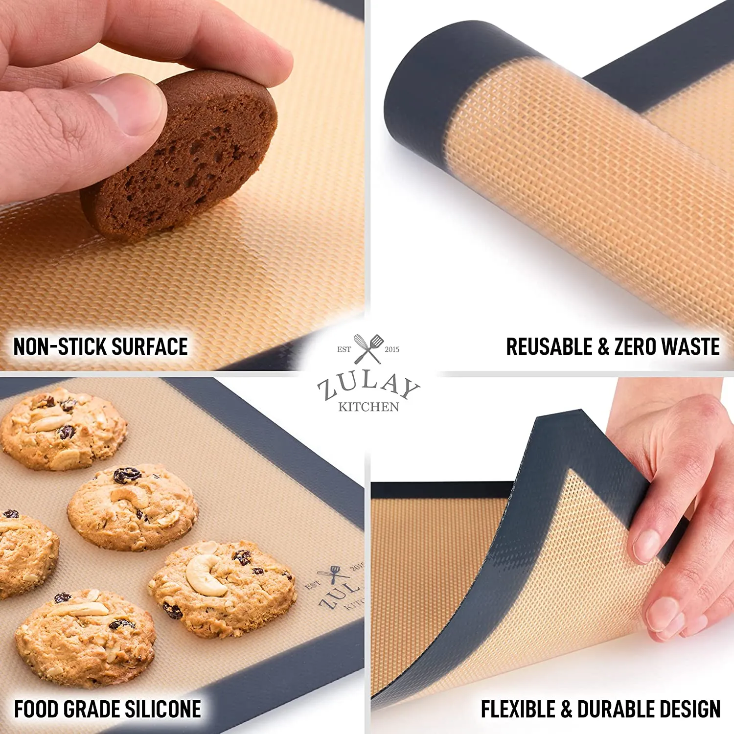 (2 Pack) Reusable Silicone Baking Mat Sheet Set