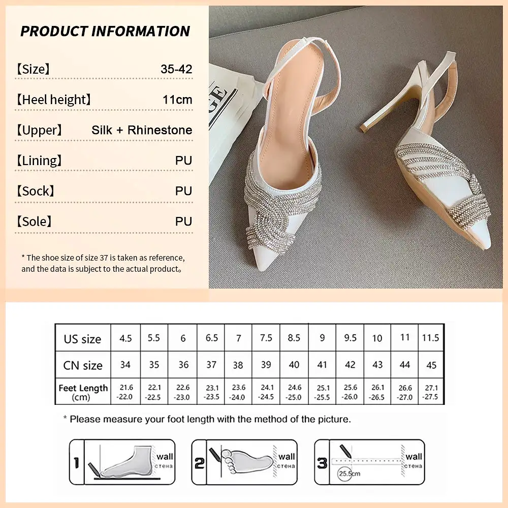 2024 Summer Occasion Women Summer Sexy High Heels Rhinestones Elegant Pointed Toe Party Shoes