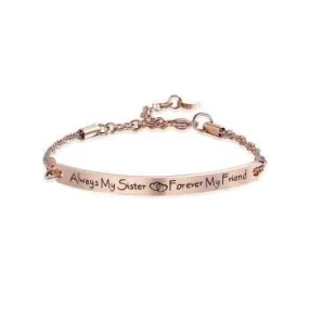 'Always My Sister Forever My Friend' Curved Chain Bracelet