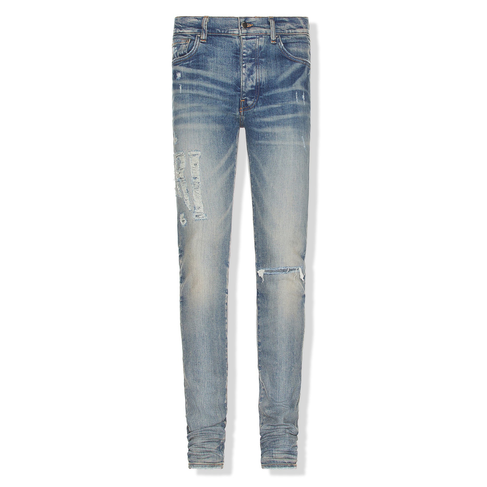 Amiri Distressed Logo Clay Indigo Jeans