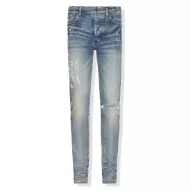 Amiri Distressed Logo Clay Indigo Jeans