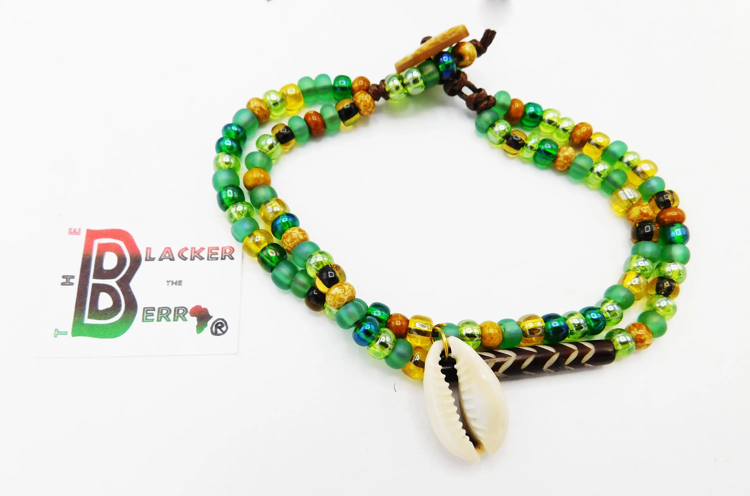 Anklet Jewelry Women Green Cowrie Shell Ethnic