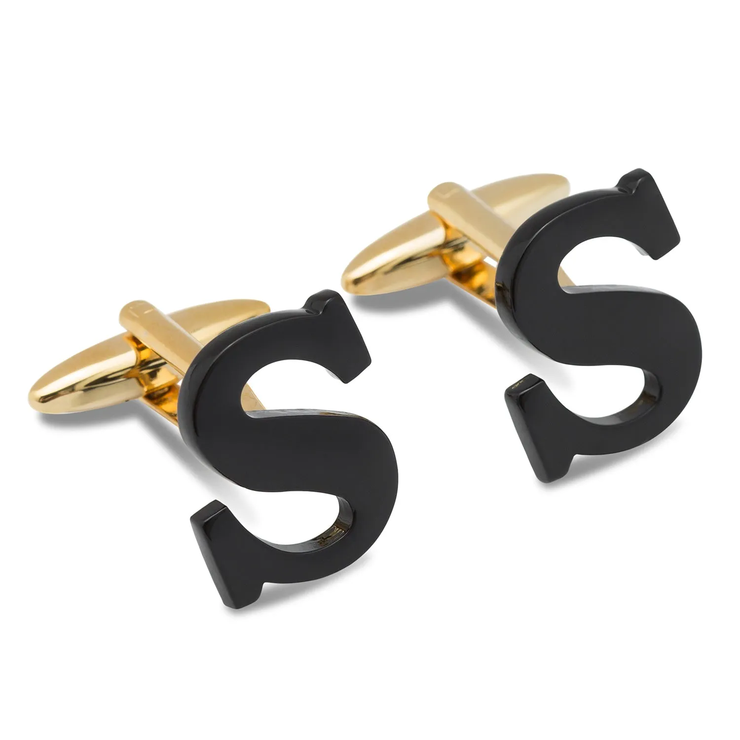 Black And Gold Letter S Cufflinks