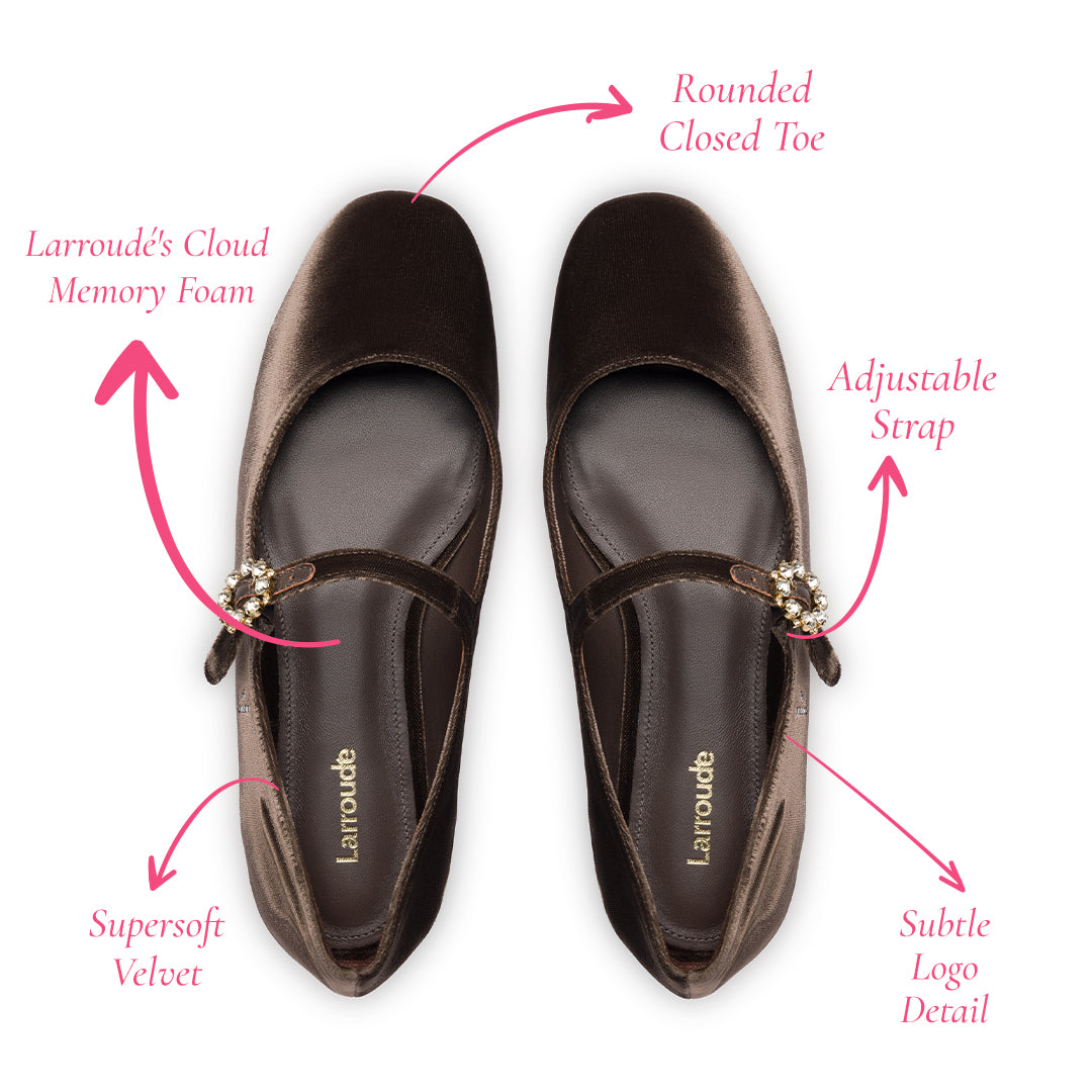 Blair Ballet Flat In Expresso Velvet