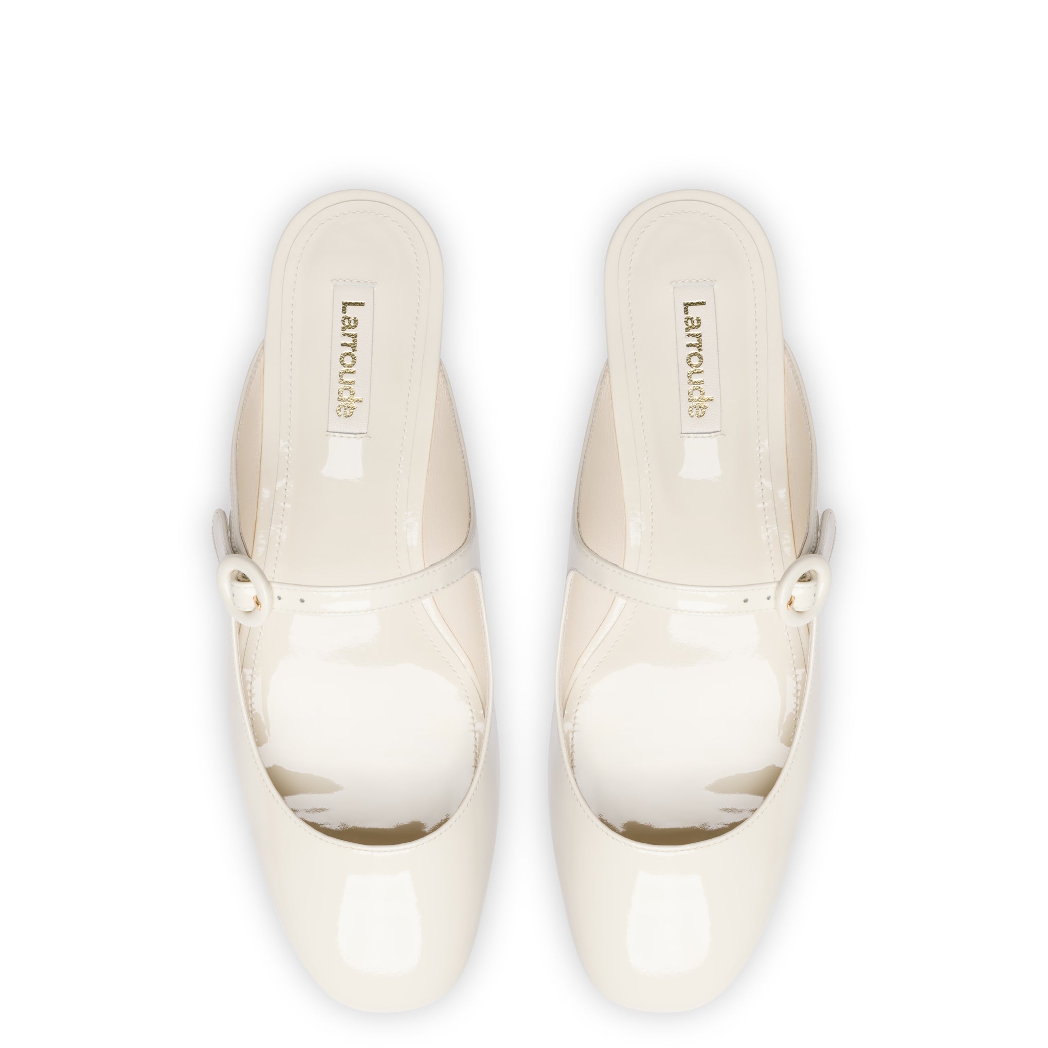 Blair Flat Mule In Ivory Patent Leather