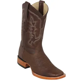 Brown Square Toe Smooth Ostrich Cowboy Boots