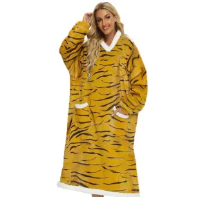 Buy UNISEX Oversized Long Oodie Style Hoodie Tiger Print Blanket Fleece - Fast UK Delivery | Insight Clothing