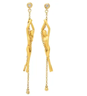 Carrera y Carrera Diamond 18 Karat Gold Chain Women Drop Earrings