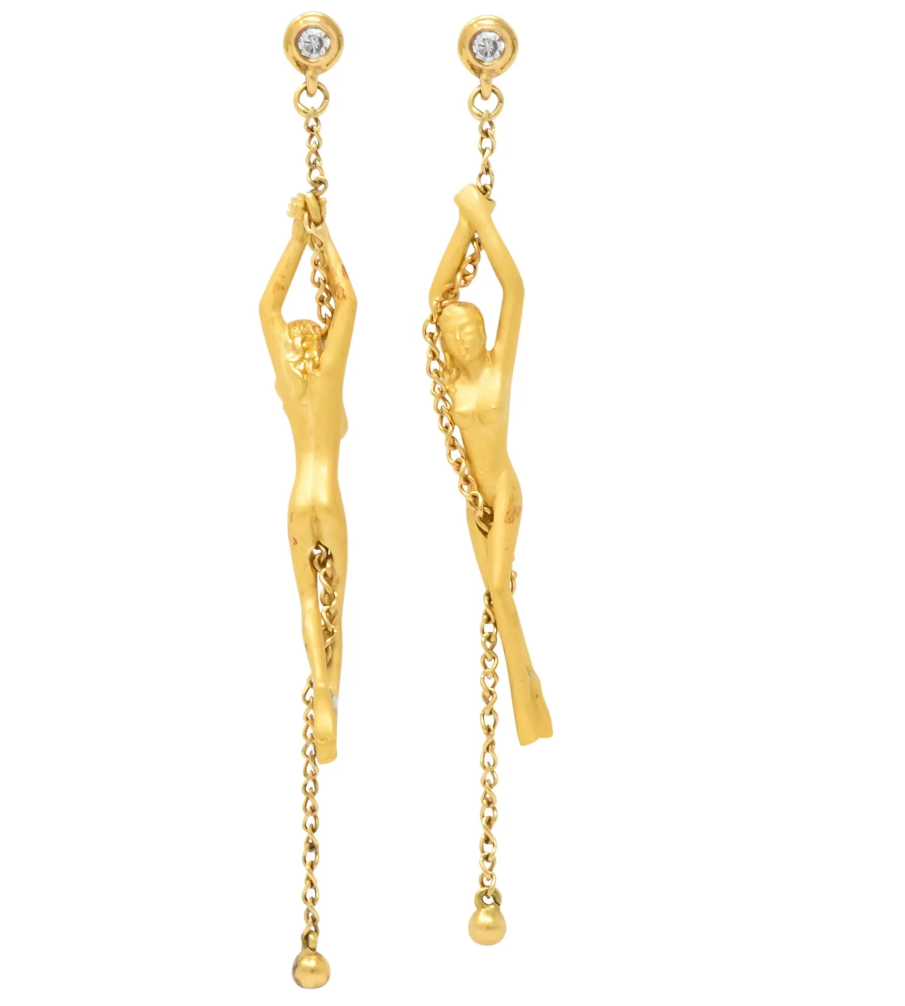 Carrera y Carrera Diamond 18 Karat Gold Chain Women Drop Earrings