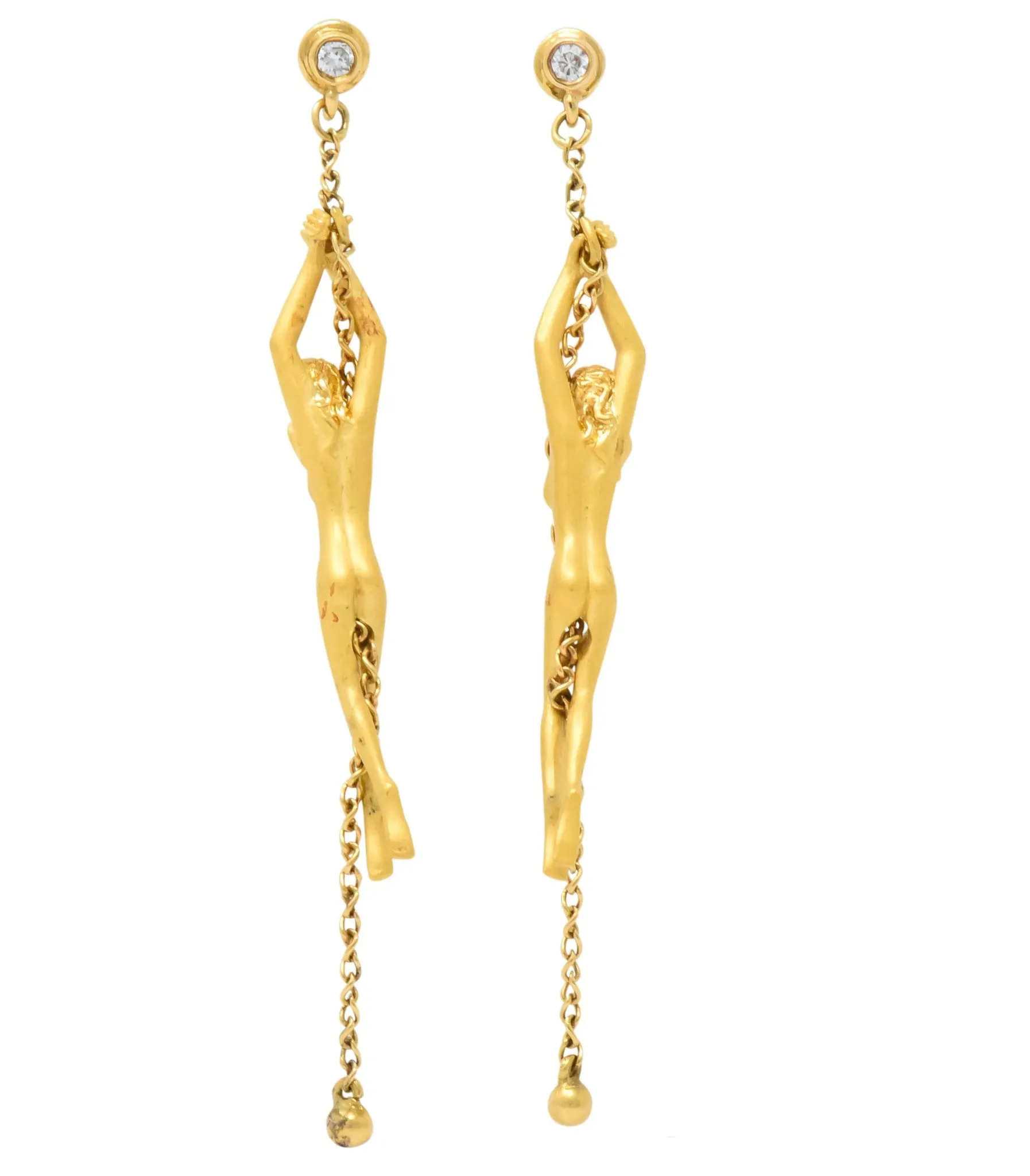 Carrera y Carrera Diamond 18 Karat Gold Chain Women Drop Earrings