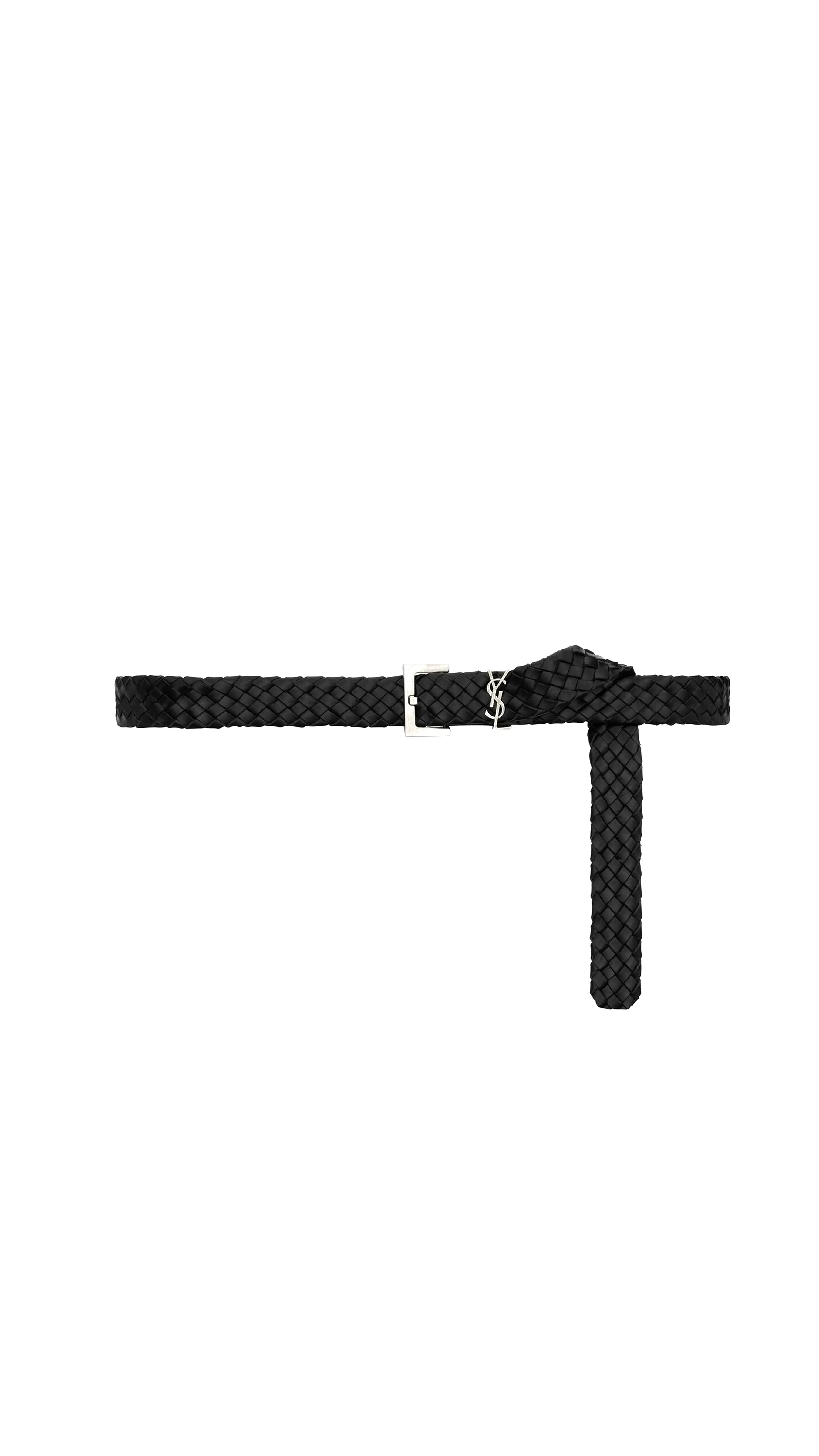 Cassandre Belt In Woven Vegetable-tanned Leather - Black