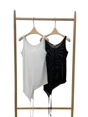 Clever Alice Sheer Asymmetrical Tank in Black