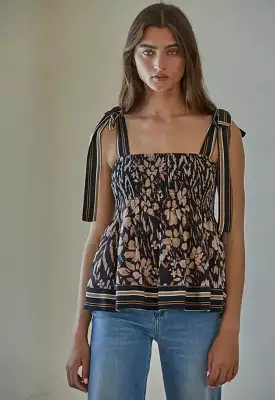 Constance Floral Top - Black Multi