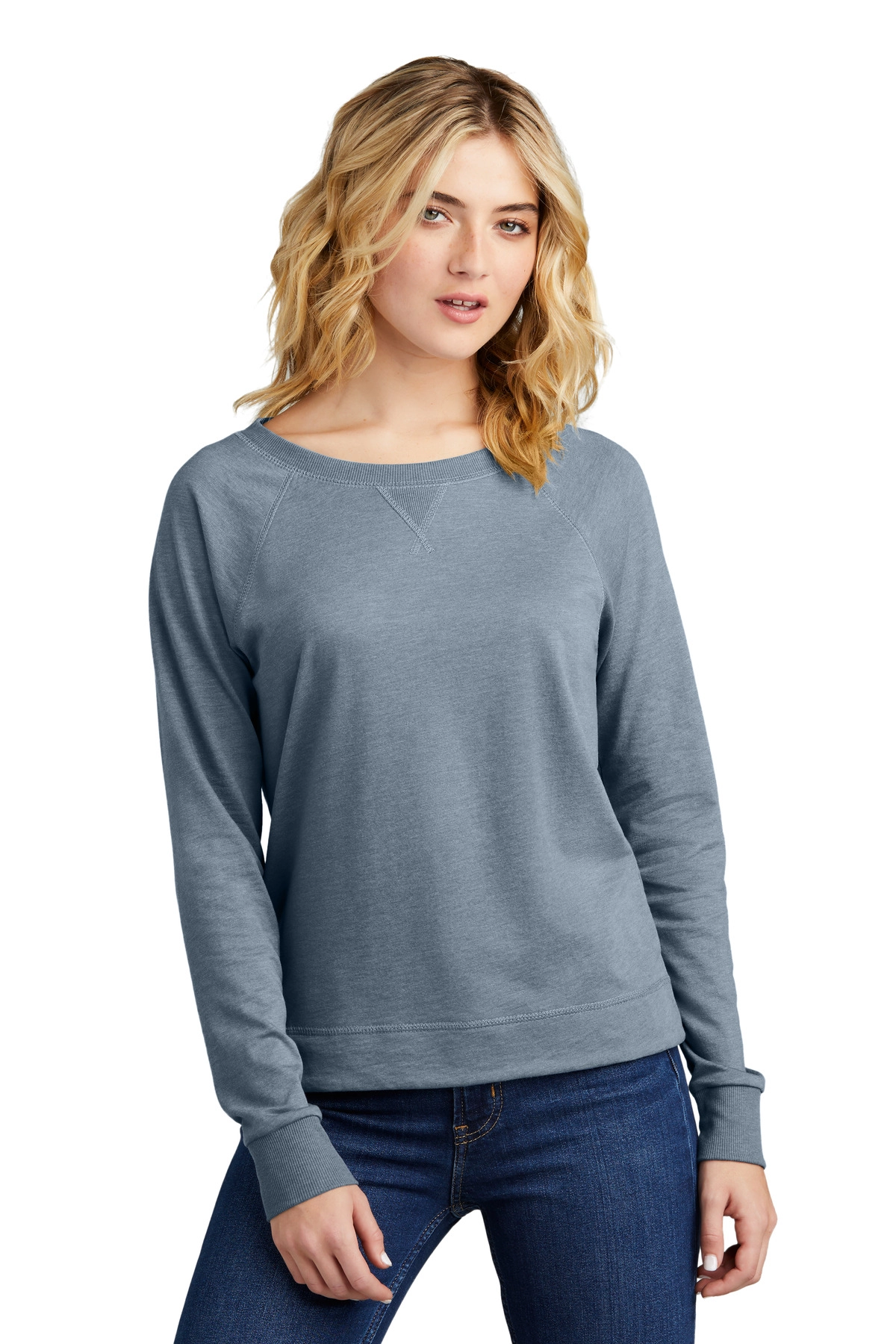 District Clothing DT672 District Women's Featherweight French Terry Long Sleeve Crewneck SKU: DT672