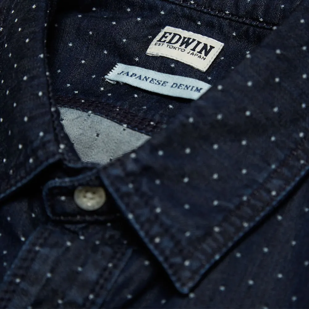 Edwin LS Denim Dot Work ShirtBlue Dot