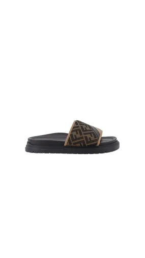 Fendi Diagonal Slides - Brown