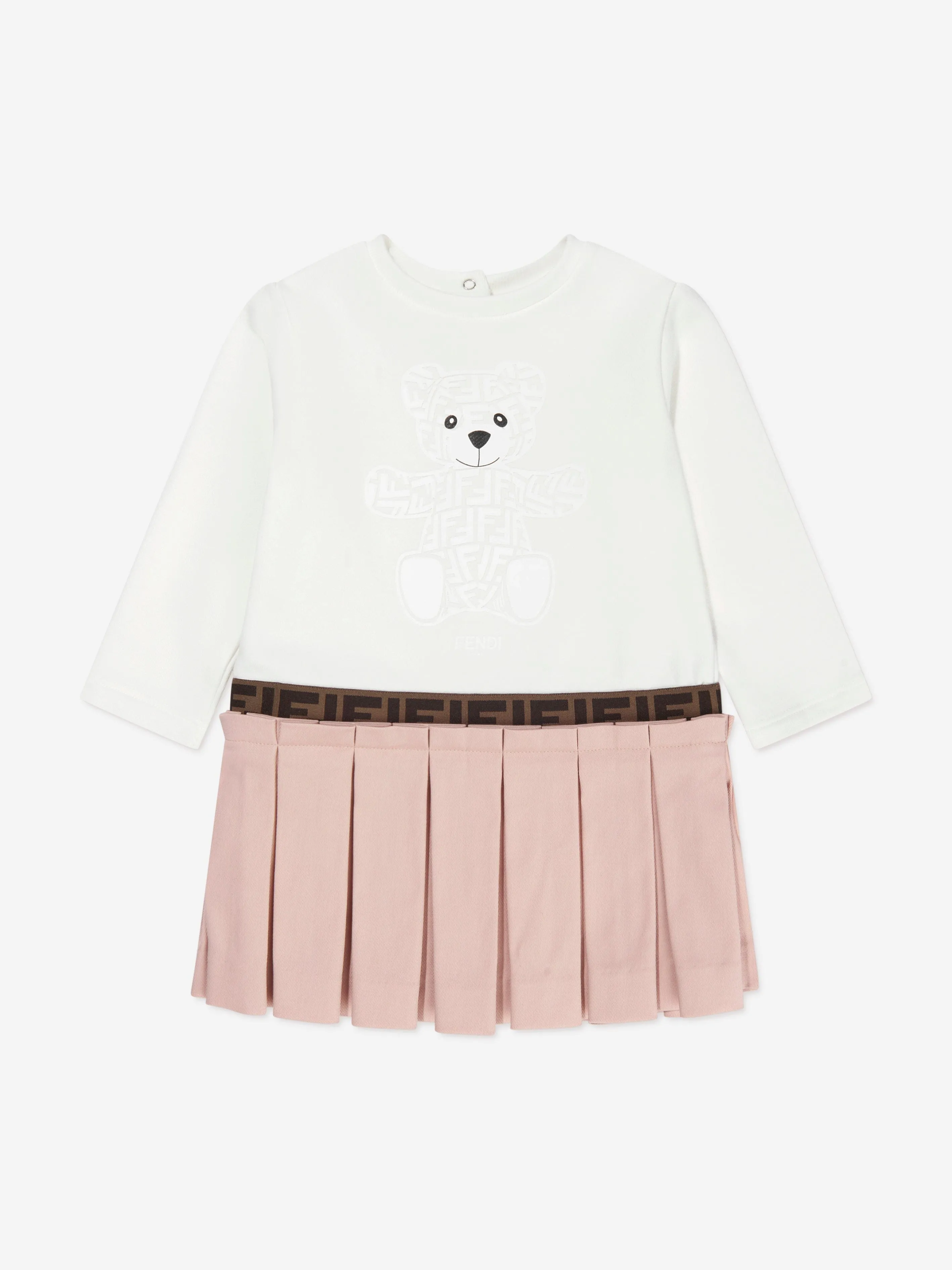 Fendi Kids - Baby Girls Long Sleeve Bear Dress in White | Childsplay Clothing