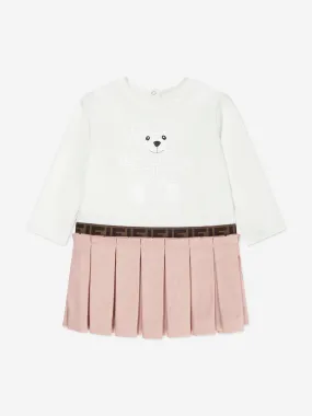 Fendi Kids - Baby Girls Long Sleeve Bear Dress in White | Childsplay Clothing