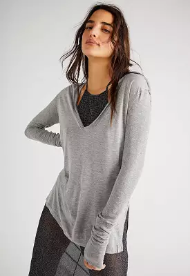 Free People - Fresh and Clean Top Heather Grey