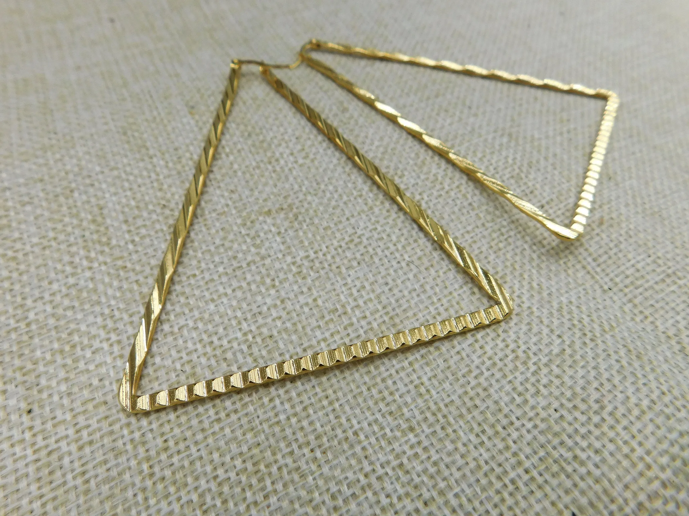 Gold Tone Triangle Hoop Earrings Stainless Steel Hoop Extra Large Women Jewelry