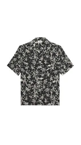 Hawaiian Shirt In Printed Viscose -  Black/Vanilla