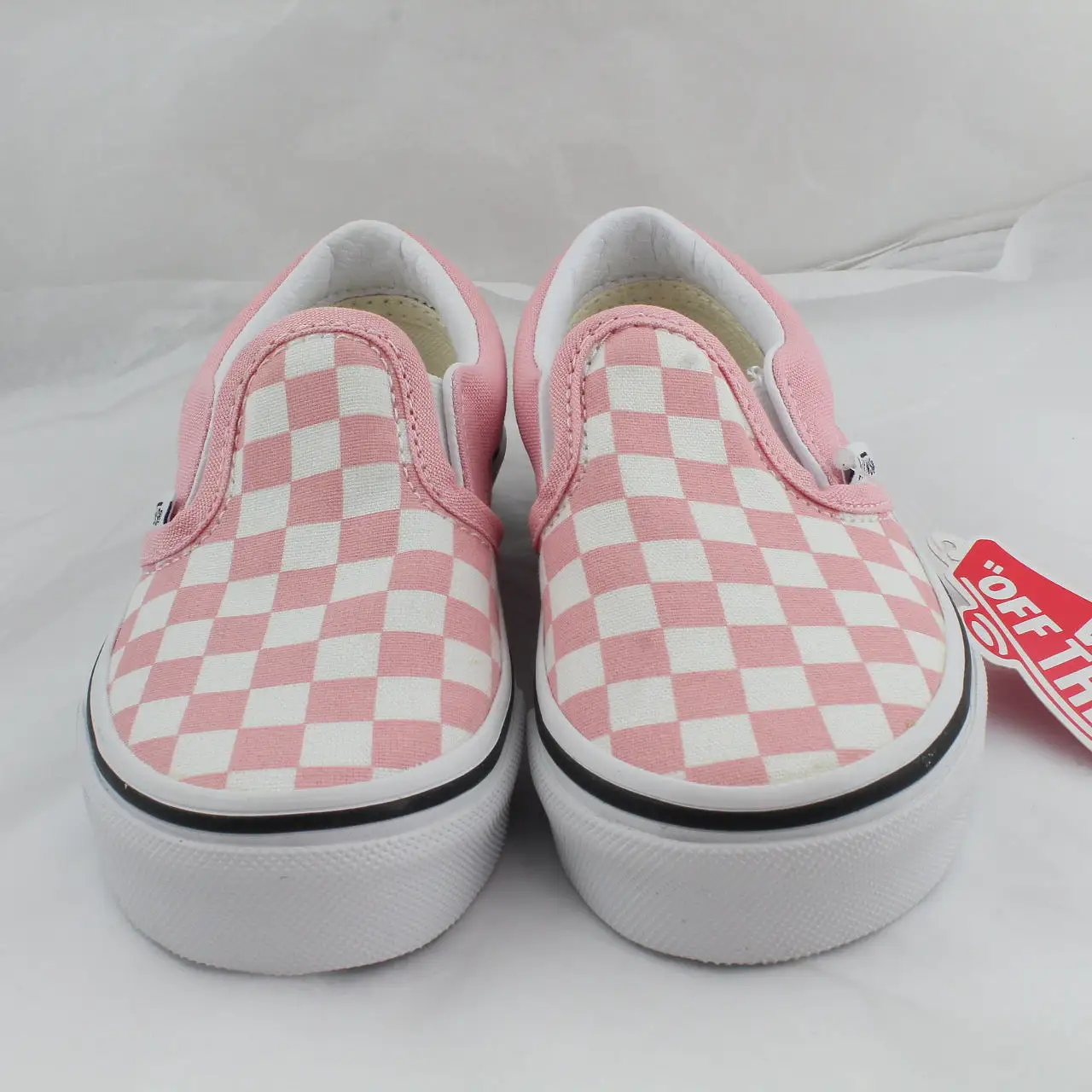 Kids Vans Classic Slip On Checkerboard Powder Pink True White