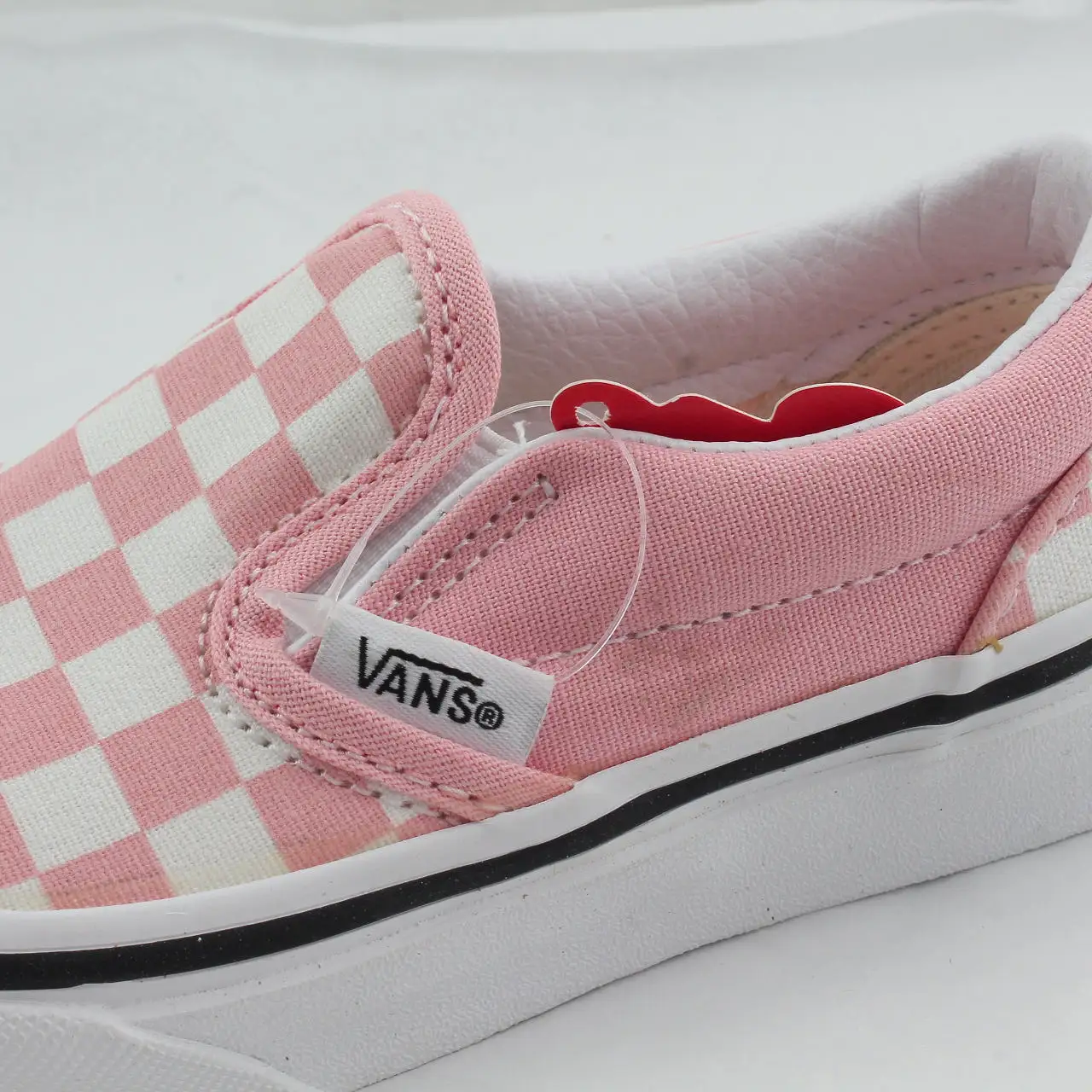 Kids Vans Classic Slip On Checkerboard Powder Pink True White