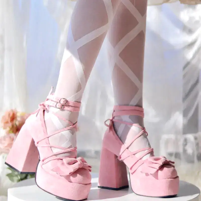 Lace Up Bowknot Lolita High Heels