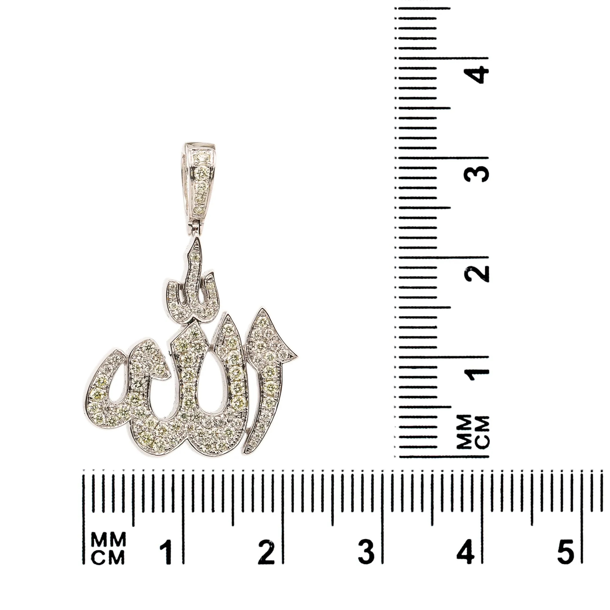 Men's 14K White Gold Allah Pendant with 0.85 CT Diamonds