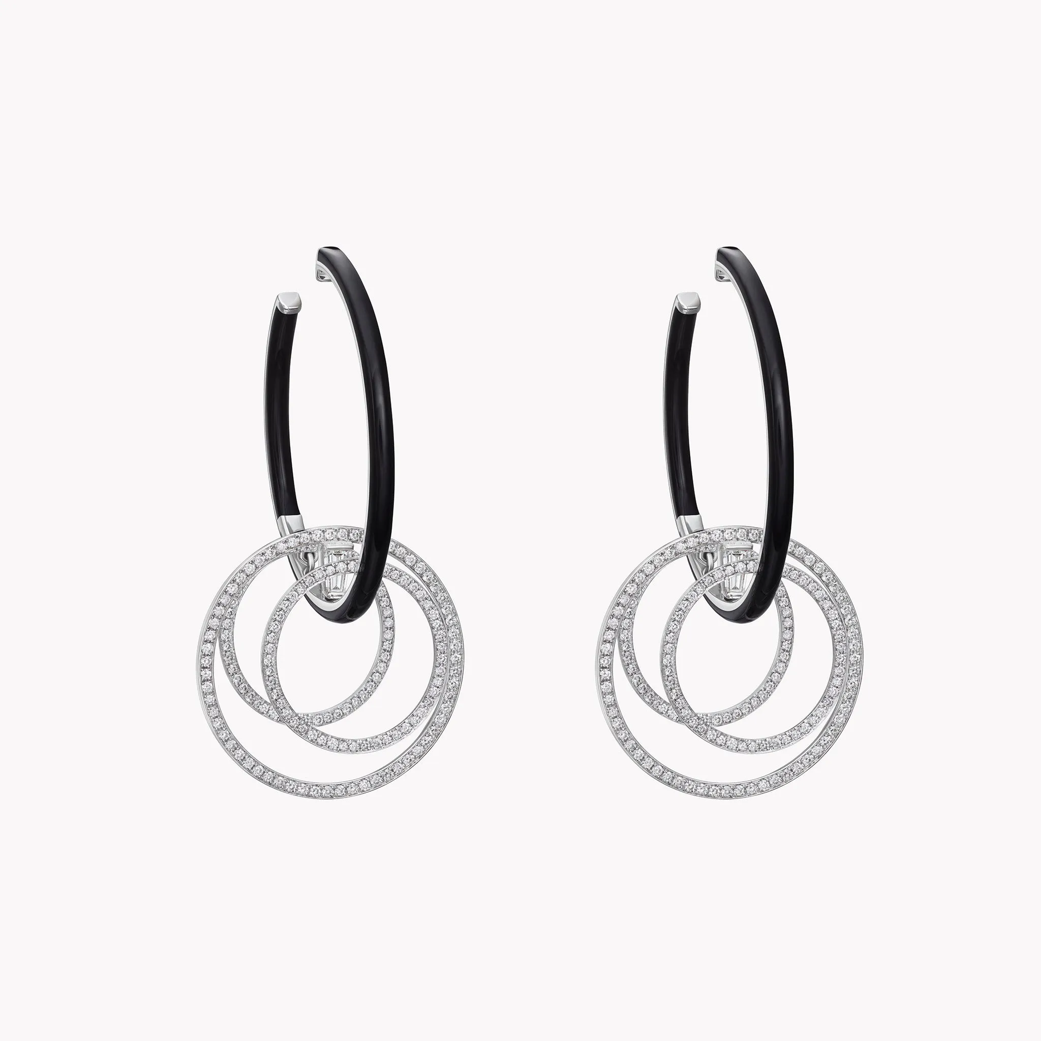 Oui Diamond & Black Enamel Hoops