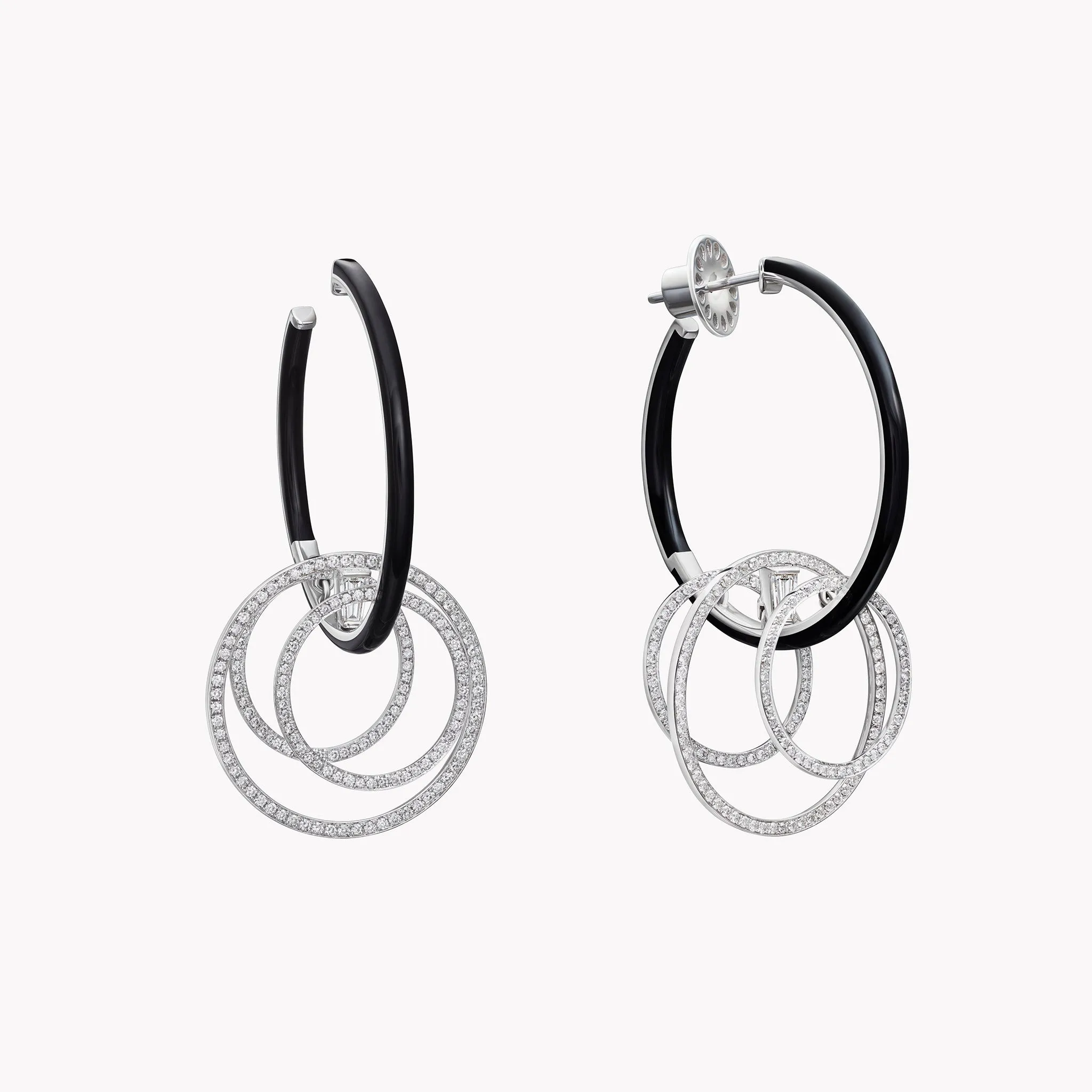 Oui Diamond & Black Enamel Hoops