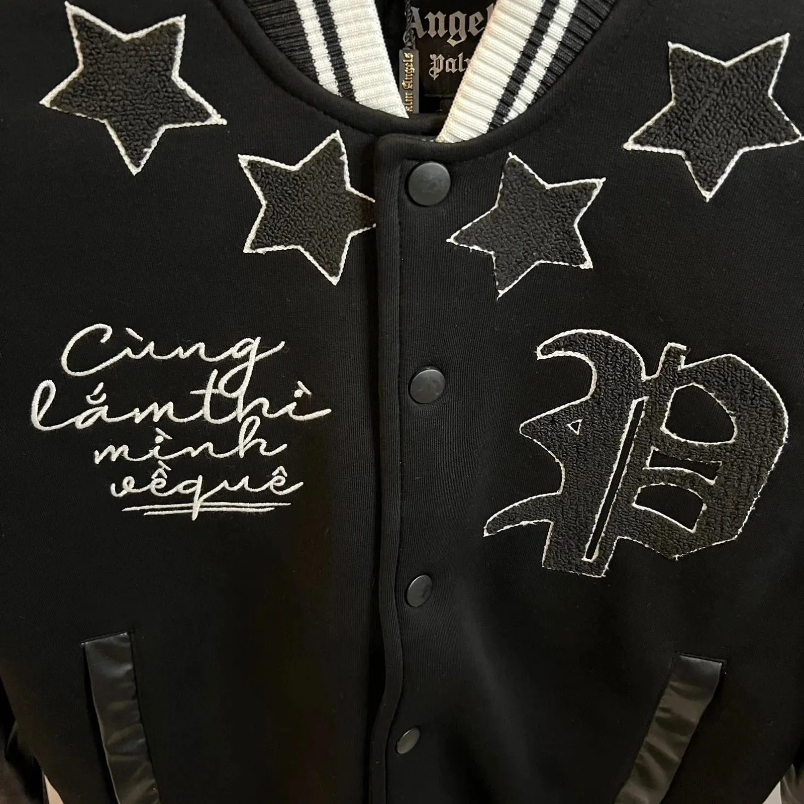 Palm Angels Black Jacket Star Patches - The Nucleus Clothing