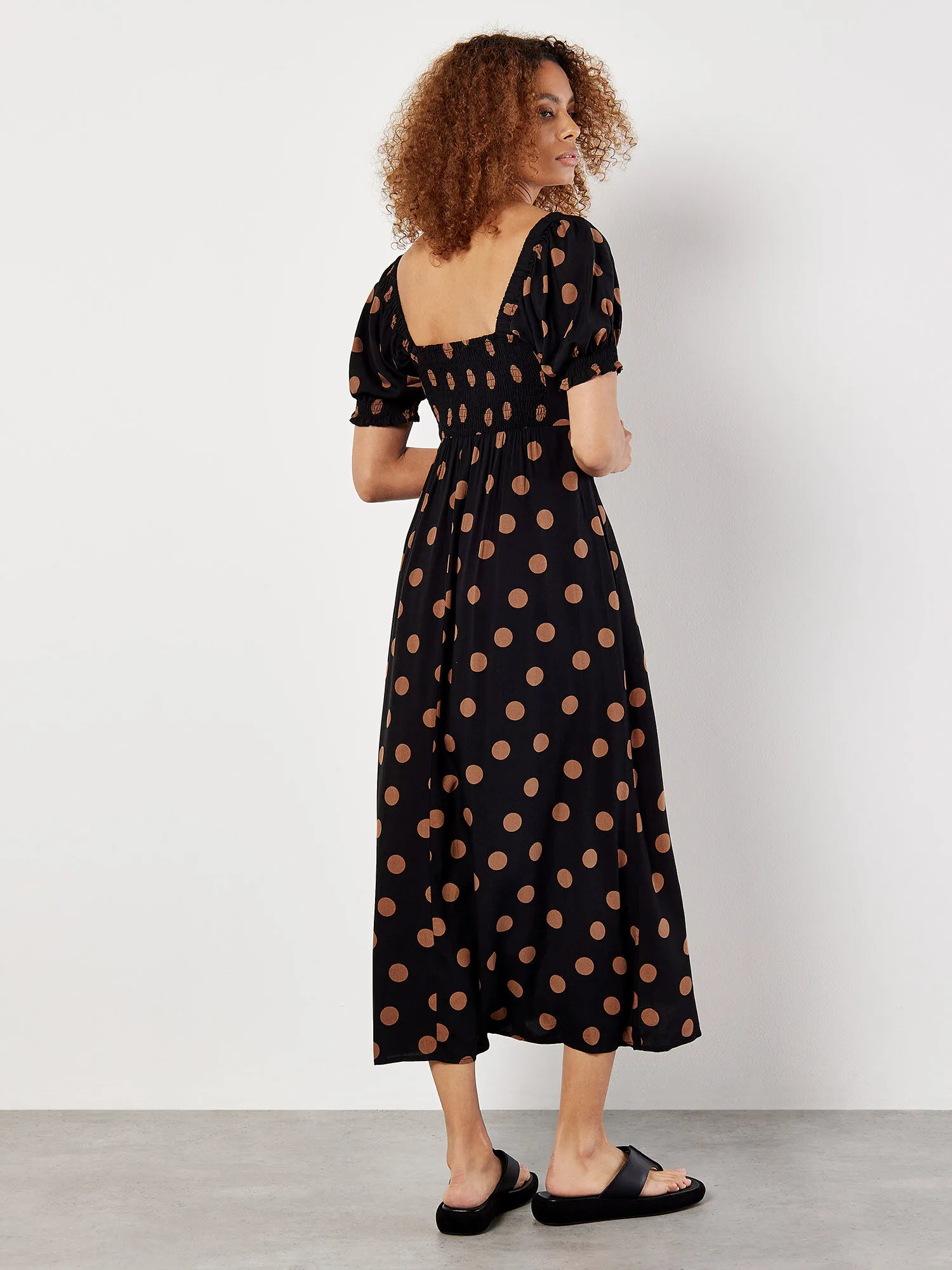 Polka Dot Bow Detail Midi Dress | Apricot Clothing