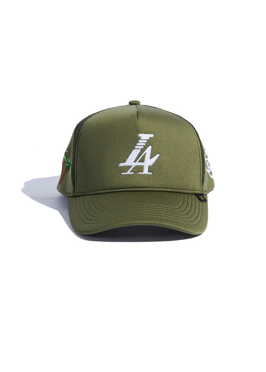 Reference PARADISE LA TRUCKER Hat (OLIVE)