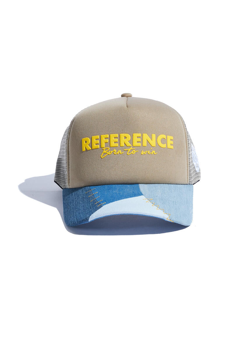 Reference PATCHWORK TRUCKER Hat (TAN/DENIM)