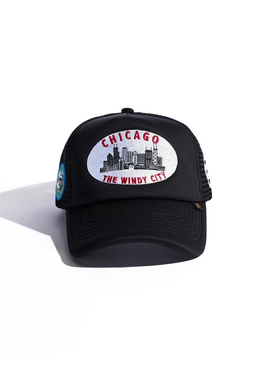 Reference SKYLINE CHICAGO TRUCKER Hat (BLACK)