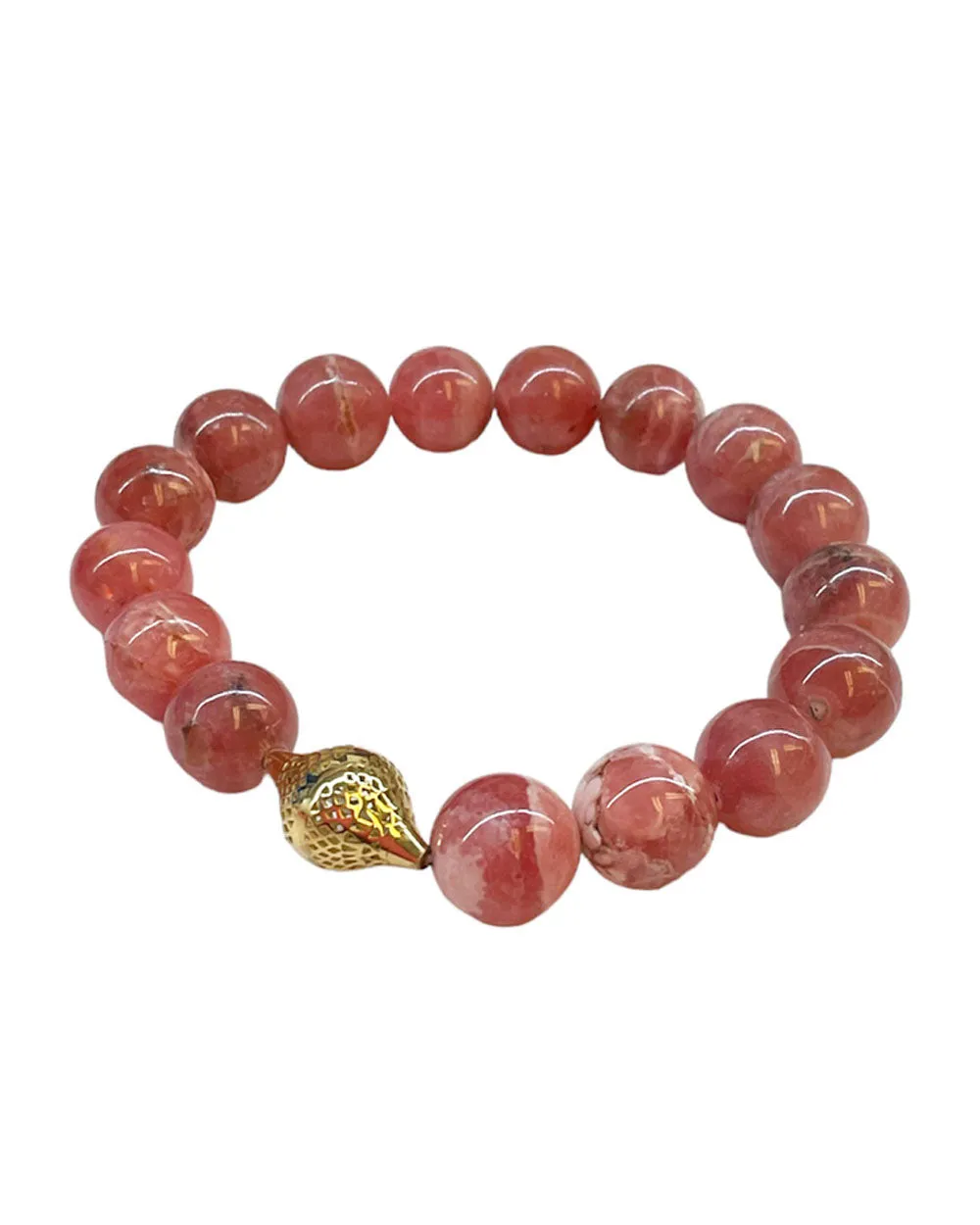 Rhodochrosite Beaded Stretch Bracelet