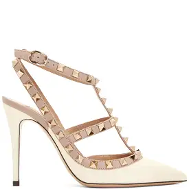 Rockstud Slingback Nappa, Ivory