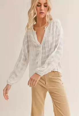 Sadie & Sage - Sandy Peasant Top Ivory