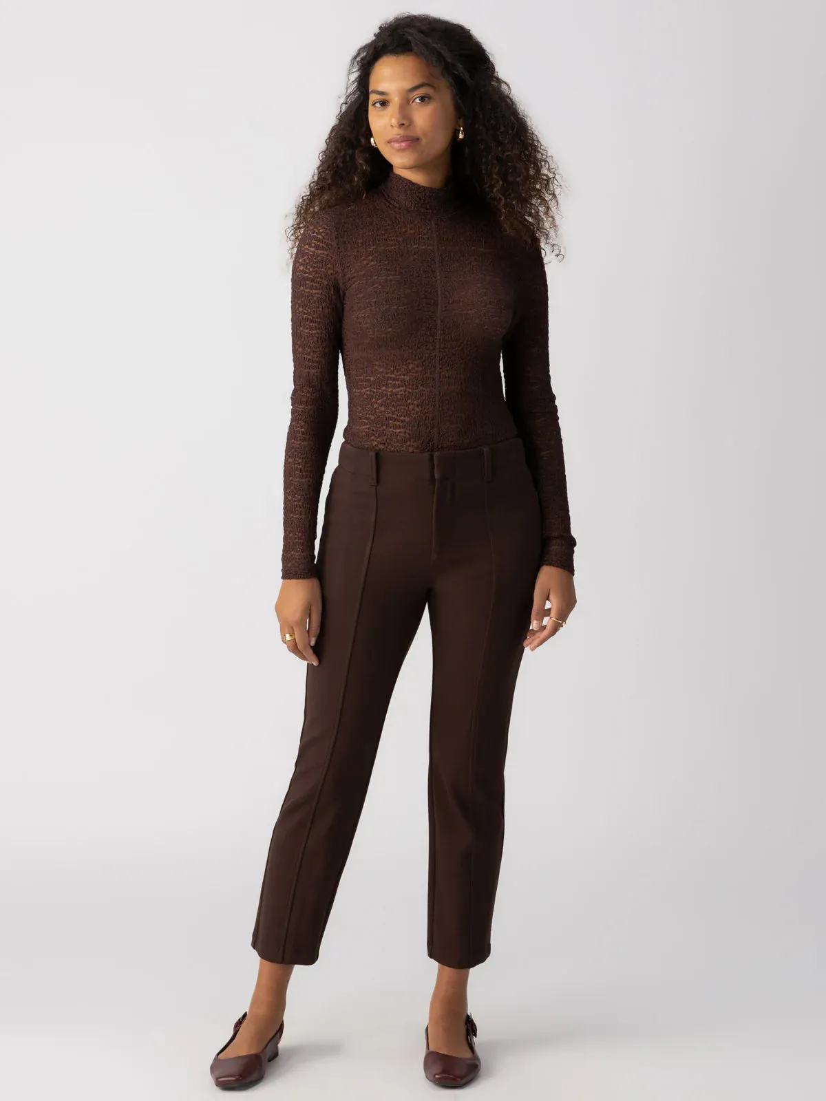 Sanctuary Clothing Cassie Semi-High Rise Pant in Coffee