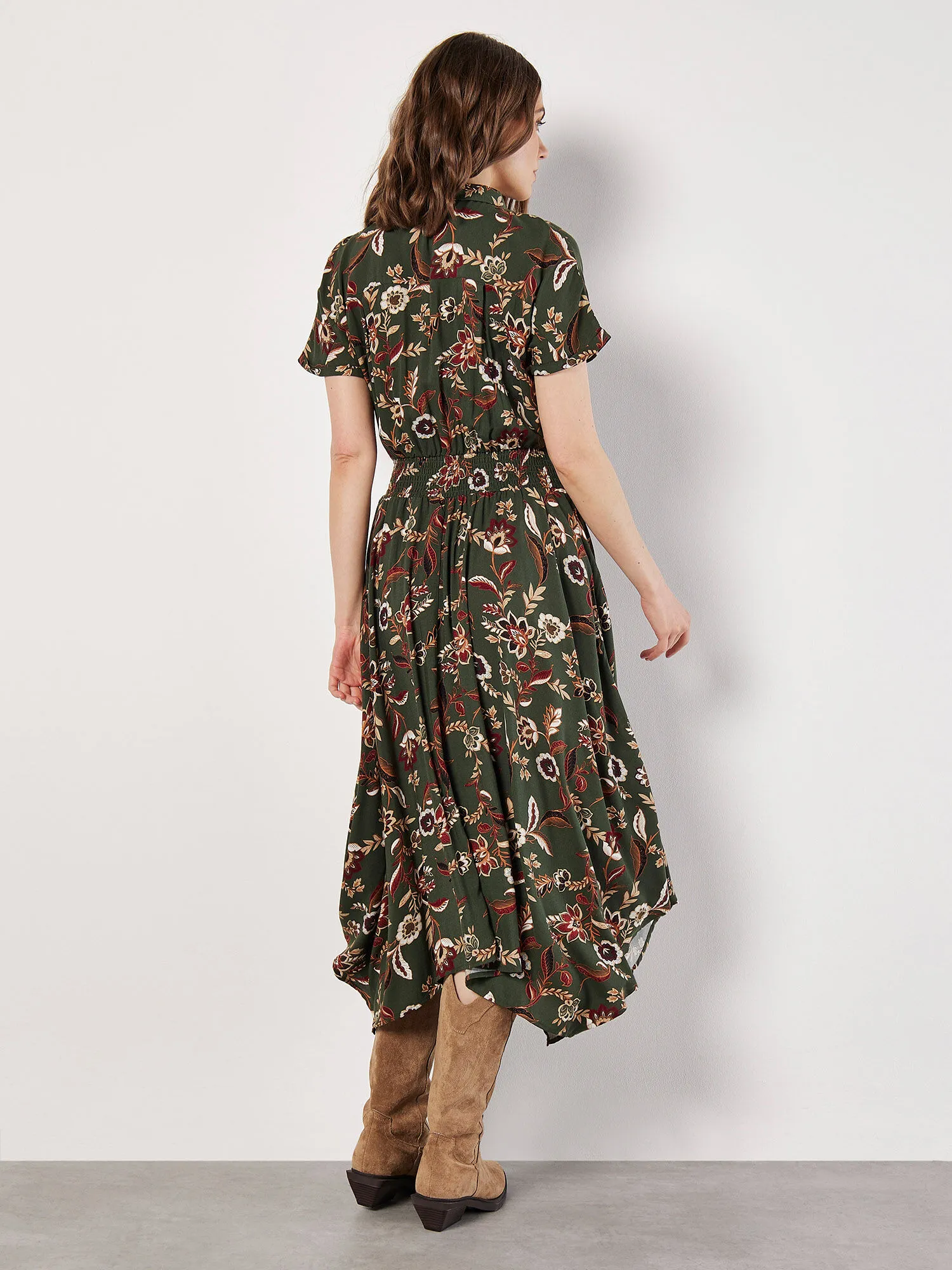 Sarasa Floral Shirt Midi Dress | Apricot Clothing