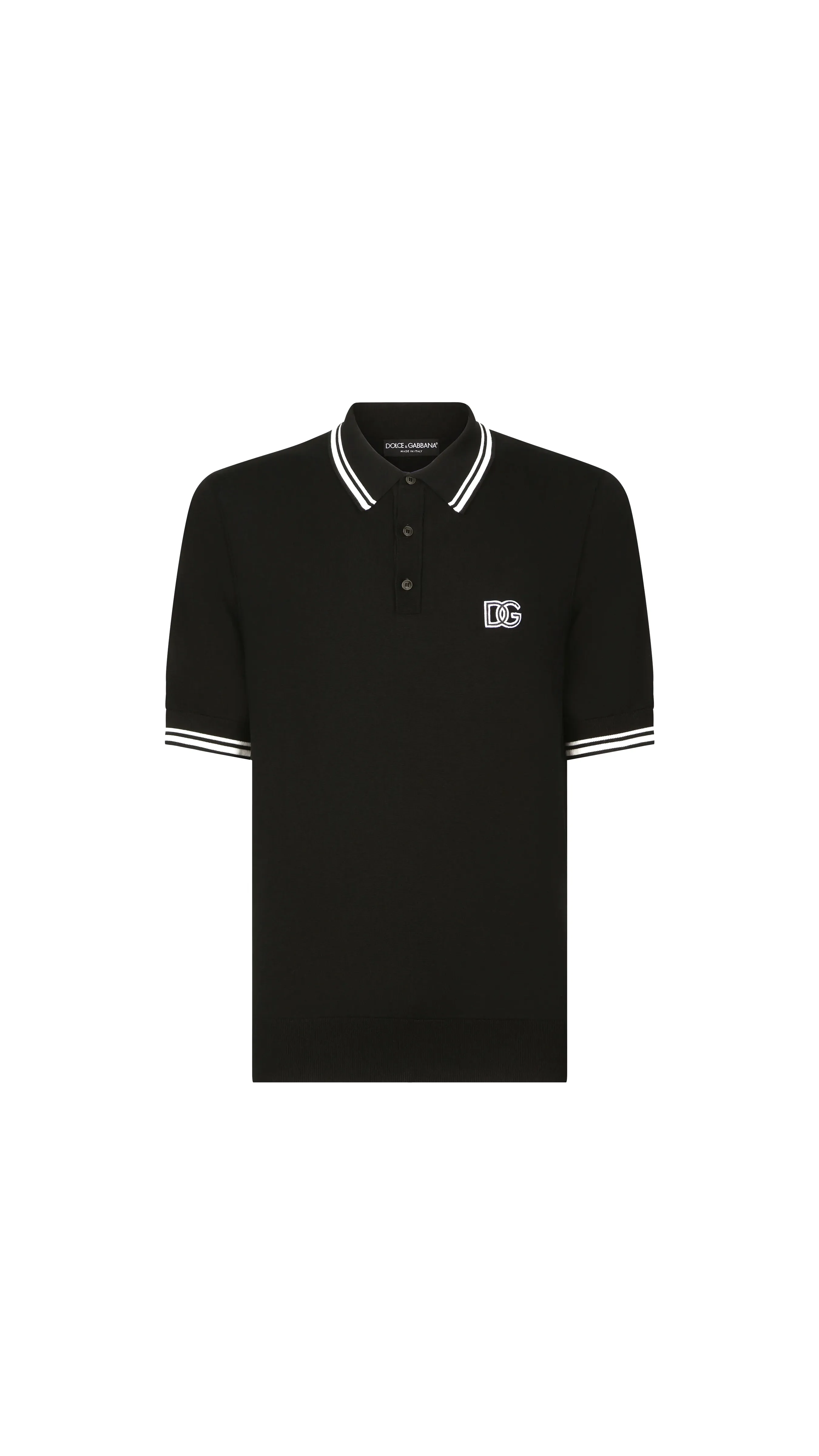 Short-sleeved Polo-shirt With Dg Logo Embroidery - Black