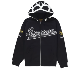 Supreme Vanson Leathers Spider Web Zip Up Hooded Sweatshirt Black