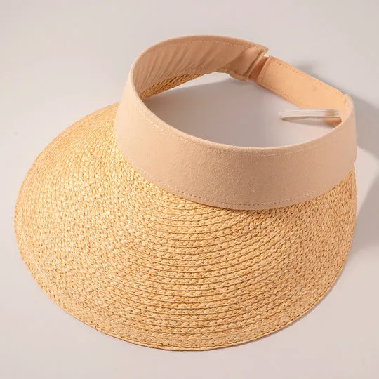 Two Tone Straw Visor Hat