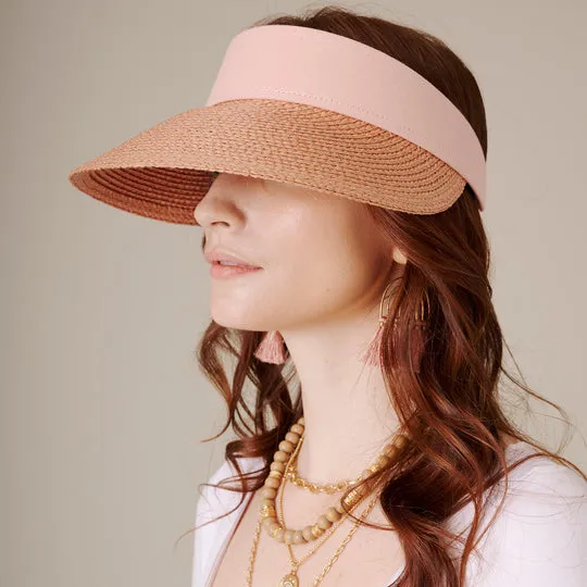 Two Tone Straw Visor Hat