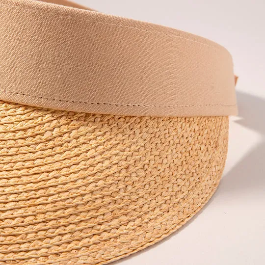 Two Tone Straw Visor Hat